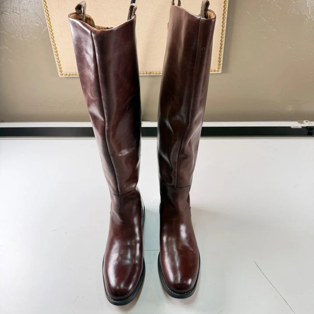 Franco Sarto Meyer Womens Brown Leather Knee High Riding Boots Size 8 NWOT